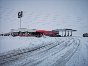 la noguera de pozoseco -área de servicio cubierta de nieve